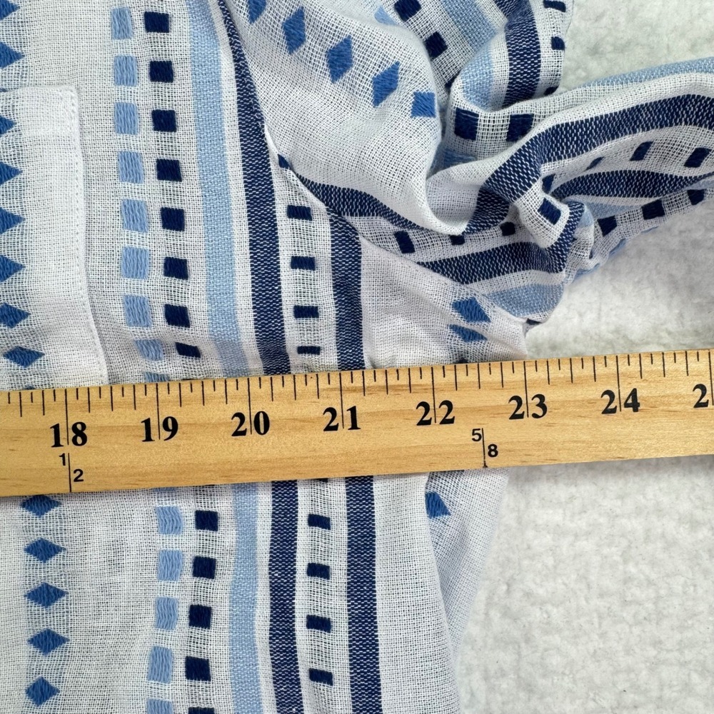 Alfred Dunner Shirt Petite Blue Stripe Geometric Button Up Top Womens XL Petite - Picture 6 of 7